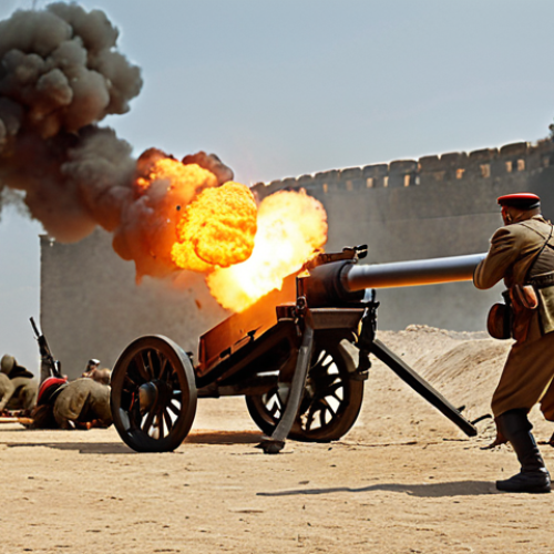 Home 4 **
A dynamic scene depicting the evolution of explosives in warfare. Foreground: A historical reenactment of soldiers using early gunpowder cannons. Background: A modern military setting with guided missiles and controlled explosions. Emphasize the contrast between old and new, highlighting the destructive power of each era's weapons. Style: Realistic, slightly gritty, historical accuracy.
**